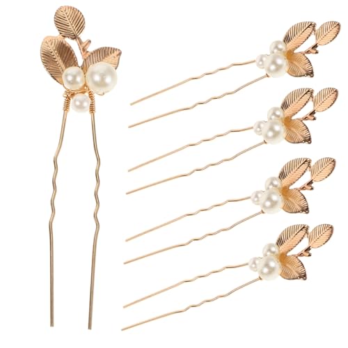 WEKADRIN 5 Stück Teiliges Goldene Vintage Haarnadeln mit Perlen und Luxuriösem Blattdesign Handgefertigter Brautschmuck für Hochzeiten Brautjungfern und Festliche Anlässe von WEKADRIN