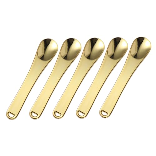 WEKADRIN 5 Stück Teiliges Mini Kosmetikspatel aus Gold Gesicht Creme Löffel Augencreme Applikator Hygienisch Leicht für Gesichtsmaske Serum Peeling Zuhause und Professionell Tragbar von WEKADRIN