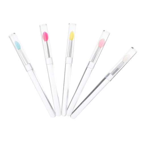 WEKADRIN 5 Stück Teiliges Silikon Lippenpinsel mit Transparentem Stiel Wiederverwendbarer Runder Kopf für Lippenmasken Lipgloss und Lidschatten Vielseitiges Make up tool Leicht und Tragbar von WEKADRIN