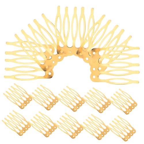 WEKADRIN 50 Stück DIY Haarkamm mit Zähnen Goldfarbener Kopfschmuck Haarkamm Handgefertigte Haarschmuck Accessoires für Frauen und Mädchen Vielseitiges Styling Werkzeug von WEKADRIN