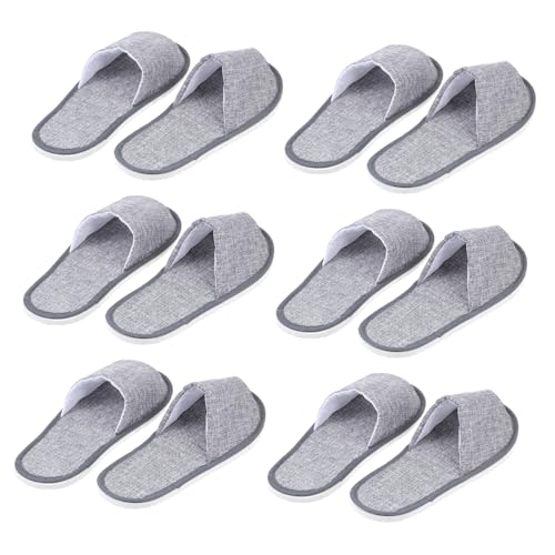 WEKADRIN 6 Paare Einweg Hausschuhe Offene Hotelslipper Rutschfest Leicht und Weich Gästehausschuhe Für Hotel Reise Salon Damen Herren Universalgröße von WEKADRIN