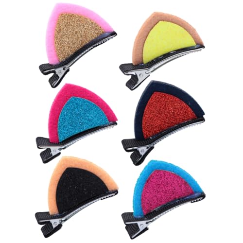 WEKADRIN 6 Paare Haarclips mit Katzen Hasenohren Glitzernde Haarnadeln Niedliche Haarspangen für Mädchen Vielseitig für Party Alltag und Cosplay Bunte Farbauswahl Zufällige Zufällige Farbe von WEKADRIN