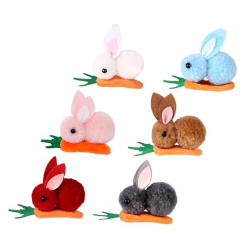 WEKADRIN 6 Stck. Teiliges Mini Plüsch-hasen Haarspangen mit Karottenmotiv Weiche Niedliche Haarklammern in Farben Bequemes Frühlings-haar-accessoire für Damen und Mädchen Sicherer Halt und von WEKADRIN