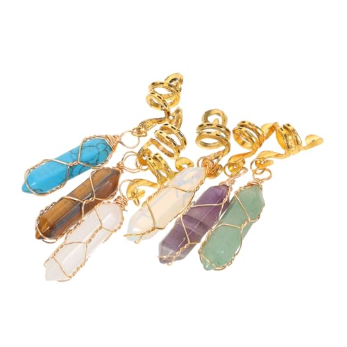 WEKADRIN 6 Stück Dekoration Vintage Und Zöpfe Dreadlock Stein Für Party Natur Accessoires Damen Schmuck Charms Umwickelter Pferdeschwanz Tägliches Styling Anhänger Verwendung Draht von WEKADRIN