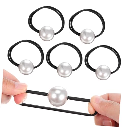 WEKADRIN 6 Stück Dicke Haargummis mit Perlen Elastische Haarbänder kein Haarbruch Flexible Pferdeschwanzhalter für Damen Modische Haarschmuck Accessoires von WEKADRIN