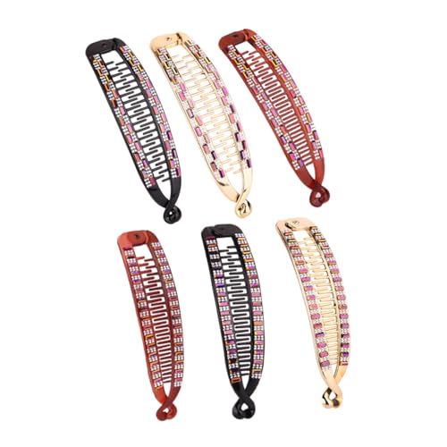 WEKADRIN 6 Stück Fischförmige Haarklammern mit Strasssteinen Haarspangen für Damen Rutschfeste Haarclips zum Stylen und Fixieren von Pferdeschwanz Stilvolle Haarschmuck Accessoires von WEKADRIN