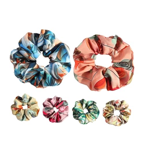 WEKADRIN 6 Stück Haarschmuck Blumen-Haargummis elastische Haargummis Mädchen Haarzubehör weicher Pferdeschwanzhalter Haare Haardekoration für Mädchen Blumengummis Haarbänder Stoff von WEKADRIN