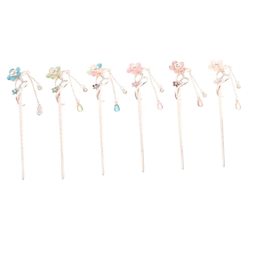 WEKADRIN 6 Stück Retro Blumen Haarnadel Chinesische Haarnadeln Haarstäbchen Vintage Haarschmuck für Hanfu Party und Alltagsgebrauch Damen Mädchen Zubehör Zufällige Farbe Zufällige Farbe von WEKADRIN