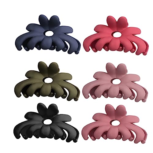 WEKADRIN 6 Stück Teiliges Damen Haarklammern mit Blumenmotiv Matte Rutschfeste Haarkrallen für Dickes und Dünnes Haar Leichtes Kunststoff Haarzubehör Vielseitiger Ponytail Zufällige Farbe von WEKADRIN