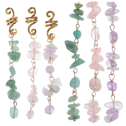 WEKADRIN 6 Stück Teiliges Haarschmuck Zöpfe mit Jade perlen Anhängern Leichte Bunte Haar manschetten Modische Braids Accessoires für Damen Geschenkidee für Frauen und Mädchen von WEKADRIN