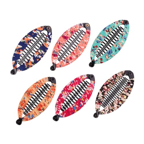 WEKADRIN 6 Stück Teiliges Haarschmuck mit Bunten Blumenmuster Bananen Haarspangen für Pferdeschwanz und Hochsteckfrisuren Leicht Langlebig Schonend für Kopfhaut Geeignet für Damen und von WEKADRIN