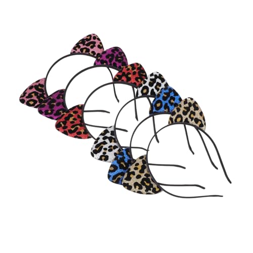 WEKADRIN 6 Stück Teiliges Katzenohren Haarreifen mit Glitzernden Samtigen Cat Ears Elastisch und Rutschfest Bunte Auswahl für Mädchen und Frauen Geeignet für Karneval Fasching Kostümpartys von WEKADRIN
