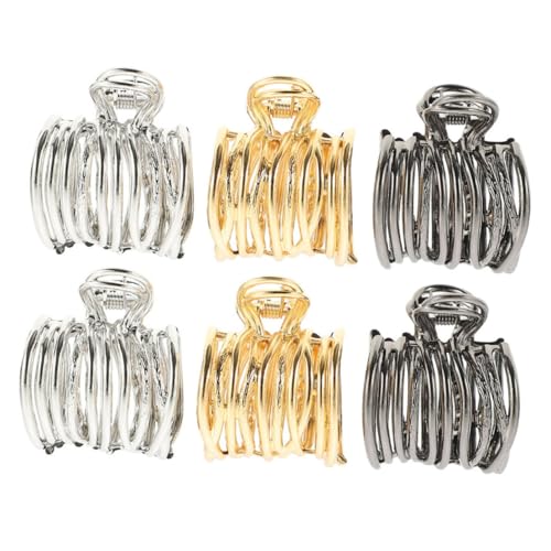 WEKADRIN 6 Stück Teiliges Kleine Haarklammern für Frauen Haarspangen für Hohe Zöpfe Krallenclips in Gold Silber und Schwarz Modische Ponytail für Alltag und Besondere Anlässe von WEKADRIN
