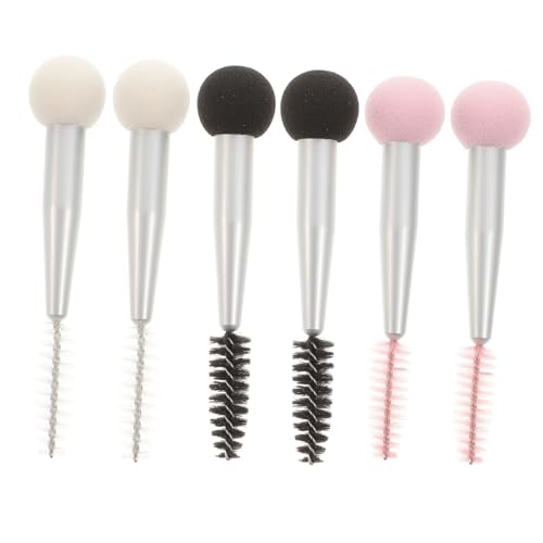 WEKADRIN 6 Stück Teiliges Makeup Schwamm Doppelseitigem Applikator Langlebige Kosmetikpinsel für Foundation Blush und Mascara Ergonomischer Griff für Präzises Augenbrauen Wimpern make up von WEKADRIN