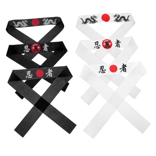 WEKADRIN 6 Stück Teiliges Ninja Stirnband für Erwachsene Japanisches Karate Bandana für Kostüme Atmungsaktiv Vielseitig Einsetzbar für Partys Karatetraining und Themenfeiern von WEKADRIN