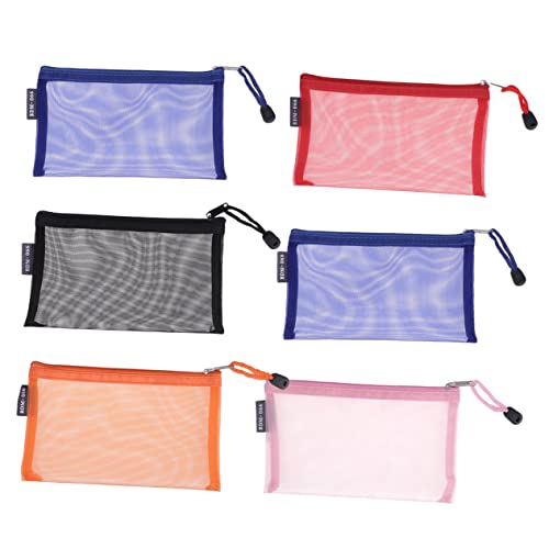 WEKADRIN 6 Stück Teiliges Nylon Mesh Zipper Stiftetui Leichte Langlebige Federtasche mit Reißverschluss Multifunktionale Aufbewahrungstasche für Schule Büro und Reise für Stifte Kosmetik von WEKADRIN