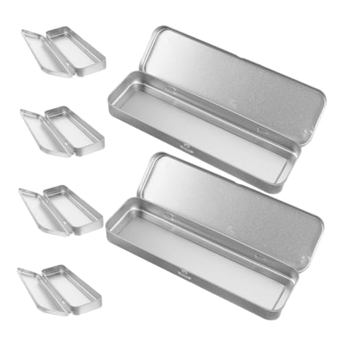 WEKADRIN 6 Stück Teiliges Tinplate Stifteetui wasserdichte Kompakte Metall stiftebox mit Scharnierdeckel Stilvoller Organizer für Schule und Büro Geeignet für Bleistifte Kugelschreiber von WEKADRIN