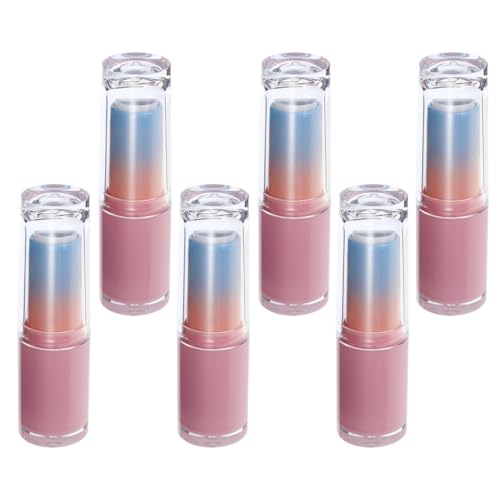 WEKADRIN 6 Stück Teiliges Transparente Pinke Lippenstiftbehälter mit Farbverlauf DIY Leere Lip Balm Container Auslaufsicher Wiederverwendbar zum Befüllen und Mitnehmen von WEKADRIN