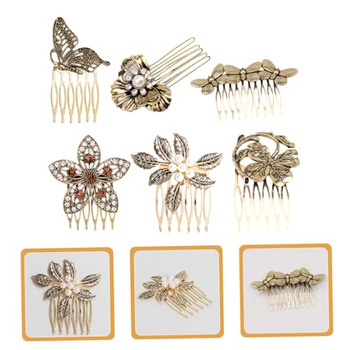 WEKADRIN 6 Stück Teiliges Vintage Haarkamm mit Perlenbesatz Elegante Haarspangen Damen Vielseitige Haarschmuck Accessoires Retro Farbakzente für Festliche Anlässe und Alltagslook von WEKADRIN