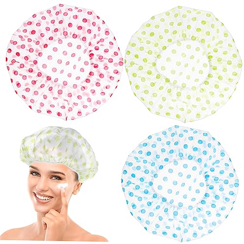 WEKADRIN 6 Stück Wasserdichte Duschhaube Damen Teiliges mit Elastischem Band Dicke Badekappen mit Rundem Punktmuster Wiederverwendbare Große Shower Caps für Duschen Schlafen Reisen WEKADRIN 6 Stück Wasserdichte Duschhaube Damen Teiliges mit Elastischem Band Dicke Badekappen mit Rundem Punktmuster Wiederverwendbare Große Shower Caps für Duschen Schlafen Reisen von WEKADRIN