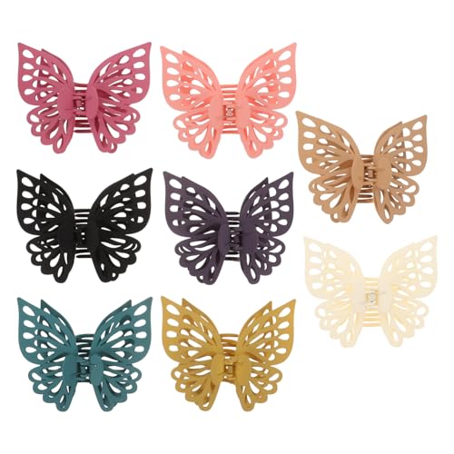 WEKADRIN 8 Stück Große Schmetterling Haarklammer Mattes Material Rutschfeste Haarspangen für Dickes und Langes Haar Damen und Mädchen Haarstyling Zubehör von WEKADRIN