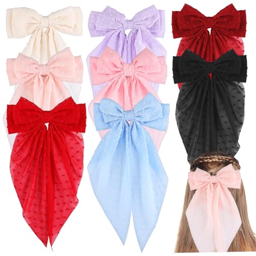 WEKADRIN 8stücke Haarschleifen Clips Für Damen Große Chiffon Bows Verschiedenen Farben Für Lange Und Mittellange Frisuren Vielseitige Haaraccessoires Für Mädchen Und Frauen von WEKADRIN
