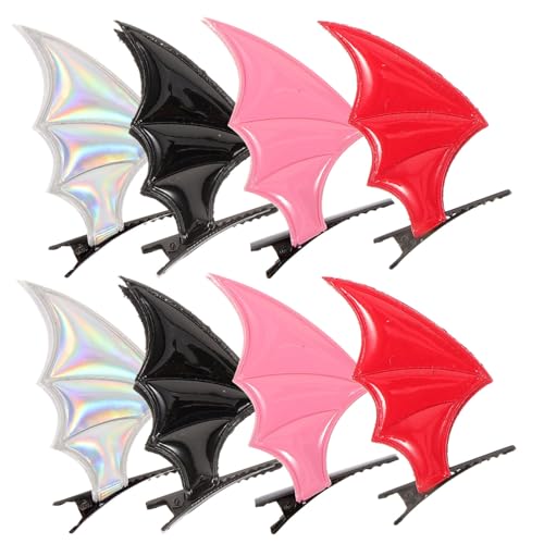 WEKADRIN 8 Stück Teiliges Fledermaus Haarspangen Halloween Haarschmuck Kostüm Zubehör in Rot Schwarz Silber Pro Kawaii Festival Party Haarnadeln für Damen Mädchen Cosplay von WEKADRIN