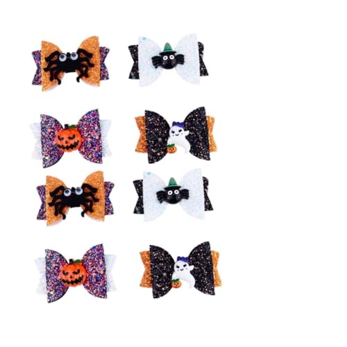 WEKADRIN 8 Stück Teiliges Halloween Haarklammern Bunte Schleifen Haarspangen aus Langlebigem Stoff und Metall Festliche Kopfbedeckung für Frauen und Mädchen für Halloween Kostüm und Party von WEKADRIN