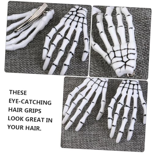 WEKADRIN 8 Stück Teiliges Weiße Halloween Haarklammern mit Skelett Hand Design Langlebige Haarklauen für Frauen und Mädchen für Kostümpartys und Cosplay Accessoires von WEKADRIN