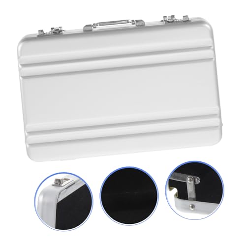 WEKADRIN Aluminium Visitenkartenbox Sicherer Aufbewahrungskoffer mit Klappdeckel Handlich Tragbar für Bankkarten und Kreditkarten Robustes Metallgehäuse in Silber Praktischer Kartenhalter von WEKADRIN