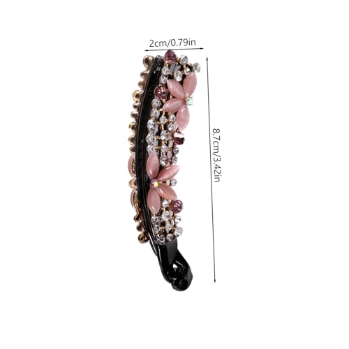 WEKADRIN Bananen Haarspange mit Strasssteinen und Opal Langlebige Haarklammer für Damen Eleganter Pferdeschwanz Halter Modischer Haarclip für Dünnes und Lockiges Haar Einfach zu Tragen von WEKADRIN