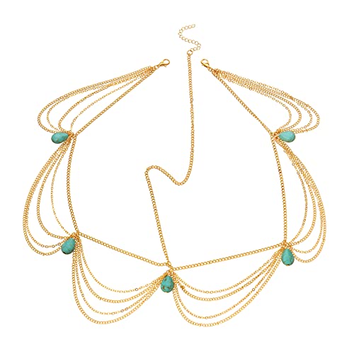 WEKADRIN Barock Stirnband Damen Haarschmuck mit Legierungsquasten und Türkis Multifunktionales Haarband für Besondere Anlässe Modisches Accessoire für Frauen und Mädchen von WEKADRIN
