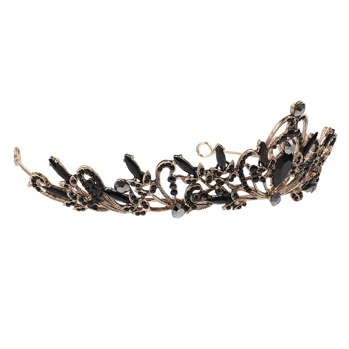WEKADRIN Barocke Brautkrone aus Legierung mit Strasssteinen Stilvolles Schwarzes Prinzessinnen haarschmuck für Hochzeit Geburtstagsgeschenk Vielseitige Tiara für Damen und Mädchen von WEKADRIN