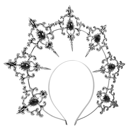 WEKADRIN Barocke Gothic Krone Haarreif Damen Cosplay Party Haarschmuck Leicht Metall Stirnband für Tanz Ball Hochzeit Bühnenrequisit von WEKADRIN