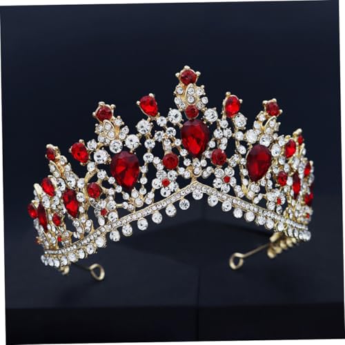 WEKADRIN Barockstil Brautkrone mit Roten Kristallen Langlebiges Design Edle Kopfbedeckung für Hochzeit Party und Festliche Anlässe Einzigartiges Handwerk Königlicher Schmuck für Damen von WEKADRIN