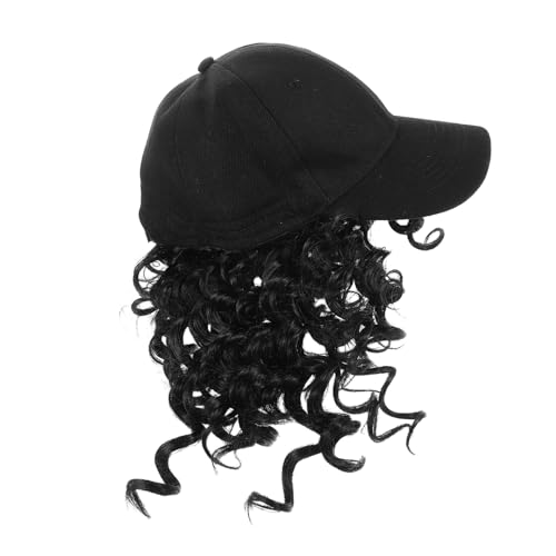 WEKADRIN Baseballcap mit Natürlichem Afro Locken Haar Atmungsaktive Perücke und Hut Kombination für Damen Vielseitig für Alltag Reisen Jahreszeiten Schwarzer Curl Style von WEKADRIN