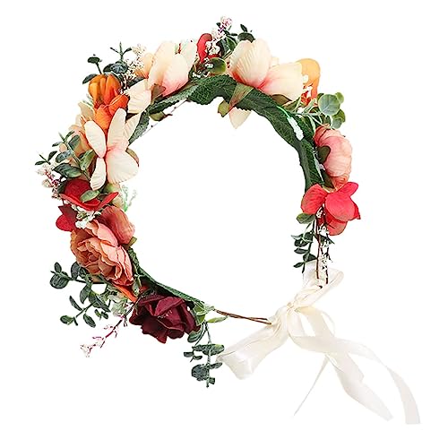 WEKADRIN Blumenkranz Stirnband Handmade Floral Haarschmuck Verstellbar Elegant für Braut Mädchen Hochzeit Party Festival von WEKADRIN