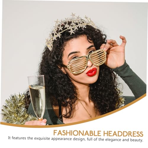 WEKADRIN Braut Tiara Haarband mit Funkelnden Stern rhinestones Leichter Kopfschmuck für Hochzeit Party und Kommunion Langlebige Damen Haarkrone in Gold von WEKADRIN
