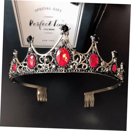 WEKADRIN Brautkrone mit Strass und Haarkamm Hochzeit Haarschmuck in Rot Gold Funkelndes Brautschmuck Accessoire für Fotoshootings Party und Festliche Anlässe von WEKADRIN