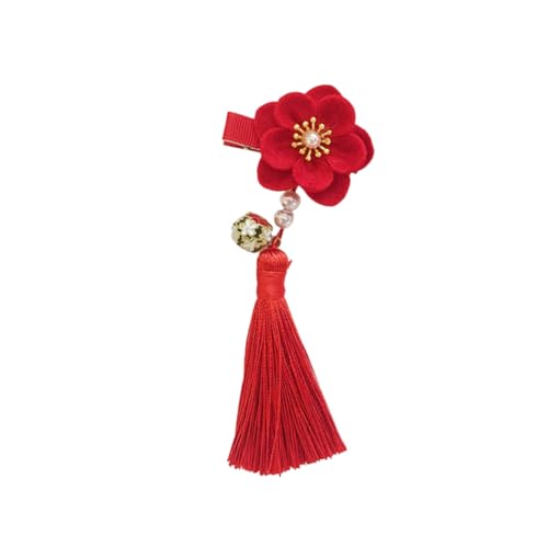 WEKADRIN Chinesischer Haarschmuck Tassel Haarklammer im Traditionellen Stil für Mädchen Kreative Haarnadeln mit Glocken Einfach zu Befestigen Eleganter Look für Alltag und Festtage Rot von WEKADRIN