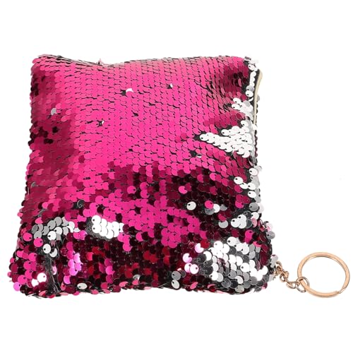 WEKADRIN Pailletten Tasche Silber Kosmetikbeutel Mit Reißverschluss Damen Geldbörse Aus Strapazierfähigem Material Münztasche Für Schlüssel Karten Und Kosmetika Für Partys Und Alltag von WEKADRIN