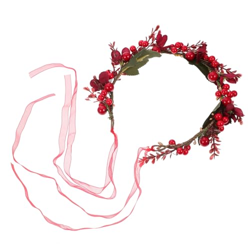 WEKADRIN Delikater Haarschmuck mit Künstlichen Beeren Einzigartiger Blumenkranz für Braut und Fest Leichter Bequemer Haarreif für Hochzeit Weihnachten Party und Fotoshootings von WEKADRIN