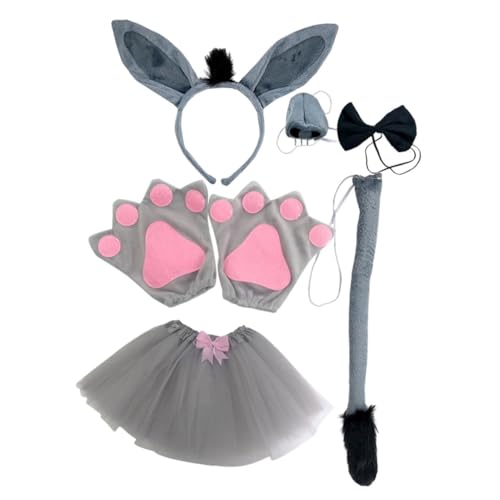 WEKADRIN Donkey Kostüm Set mit Ohren Stirnband und Requisiten Bequemes Tierkostüm Zubehör für Cosplay Karneval Geburtstag Fasching und Tier Verkleidung Erwachsene von WEKADRIN