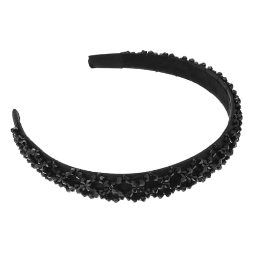 WEKADRIN Einzigartiges Damen Haarband mit Handgefertigten Schwarzen Kristallperlen Modisches Haar accessoire für Vielseitige Frisuren Dekorativ und Praktisch für Alltag und Fotoshootings von WEKADRIN