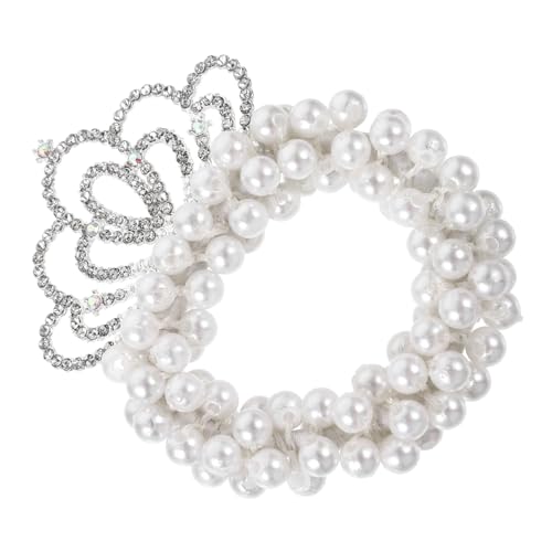 WEKADRIN Elastisches Perlen haargummi Mädchen Krone Haarschmuck Ponytail Halter Schonend Strapazierfähig für Party Alltag von WEKADRIN