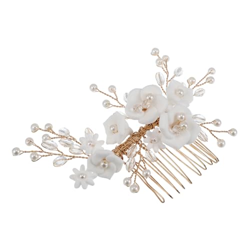 WEKADRIN Eleganter Europäischer Braut haarkamm aus Weißem mit Perlendekor Handgefertigter Hochzeitsschmuck für Bräute Vielseitiger Haarschmuck für Hochzeiten und Festliche Frisuren von WEKADRIN