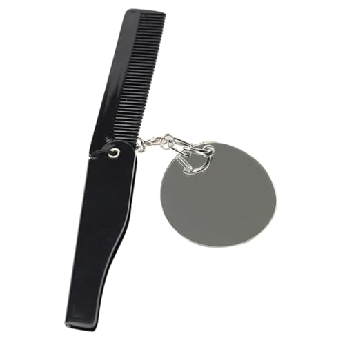 WEKADRIN Faltbarer Bartkamm mit Schlüsselanhänger und Kleinem Ovalem Spiegel Kompakter Reise klappkamm für Männer Multifunktionaler Taschenkamm für Bartpflege und Haarkontrolle Leicht und von WEKADRIN