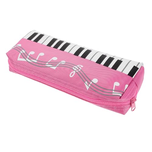 WEKADRIN Federmäppchen Klaviertastatur Canvas Stiftemappe Groß Kapazität Langlebig Leicht zu Reinigen für Schule Schreibwaren Organizer Rosa von WEKADRIN