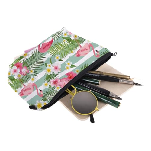 WEKADRIN Flamingo Blumen Kosmetiktasche Bedruckt Multifunktional Tragbare Schminktasche Reise Kulturbeutel Kompakter Make Up Organizer für Damen Praktischer Waschbeutel Reise Necessaire von WEKADRIN