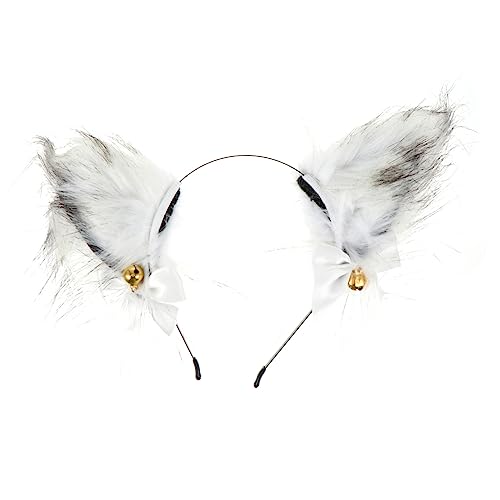 WEKADRIN Fuchs Ohren Haarband Damen Plüsch Cosplay Stirnband Weiß Weich Komfortabel Party Zubehör Kostümaccessoire von WEKADRIN